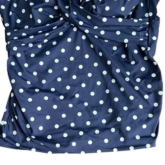 Lands' End Navy Blue Polka Dot Tankini Swim Tank Top Plus 16D NWT - Picture 6 of 10